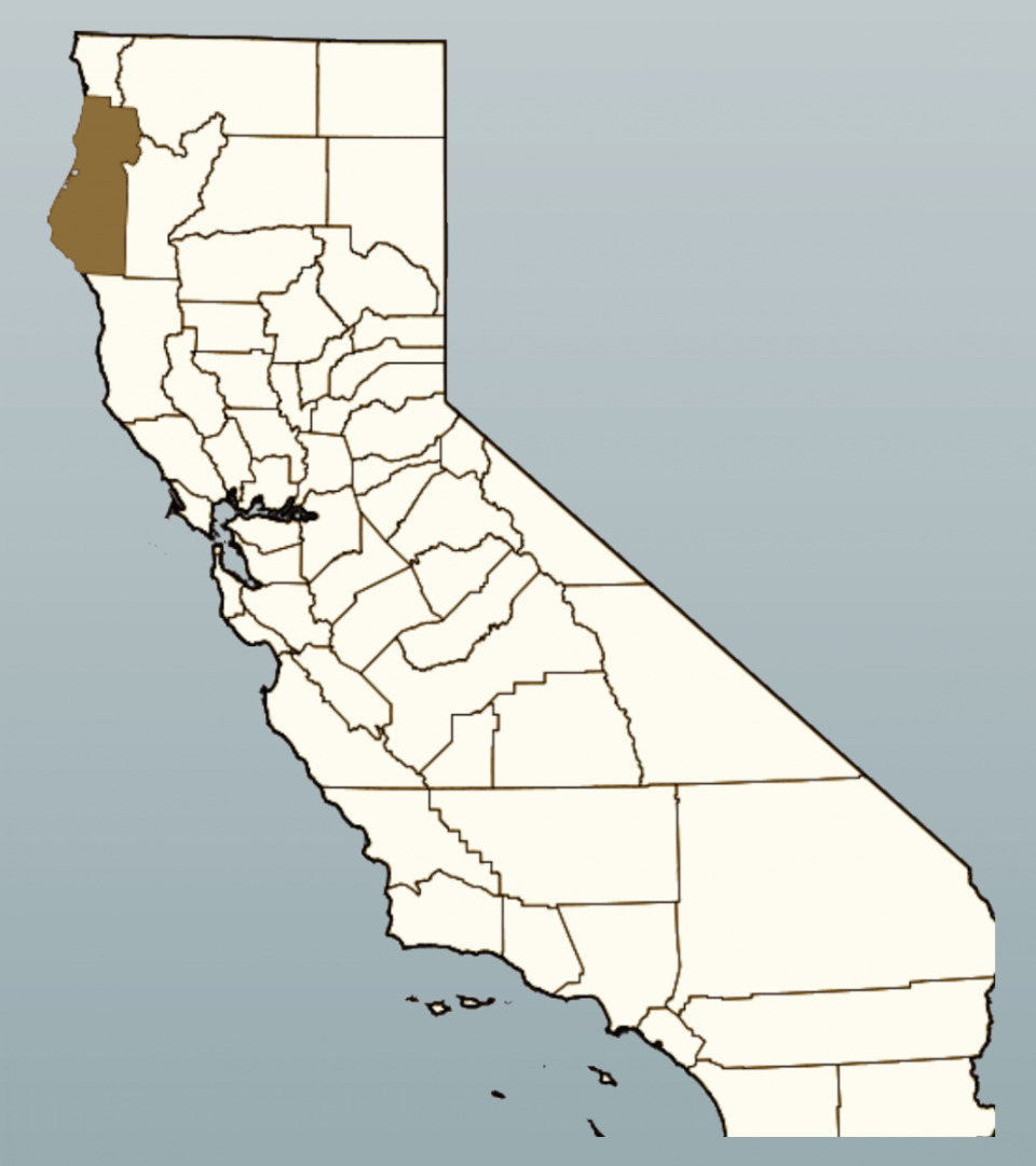 map of california highlighting humboldt county
